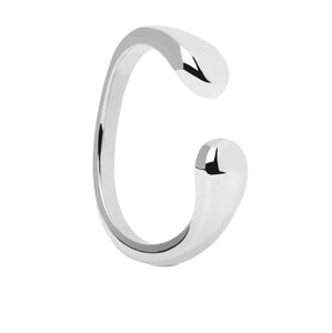 PDPAOLA Otvorený minimalistický prsteň zo striebra CRUSH Silver AN02-903 48 mm
