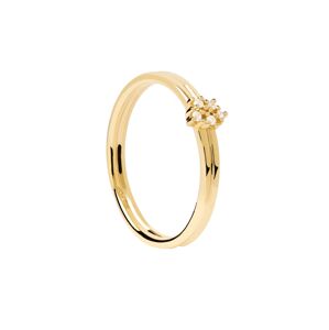 PDPAOLA Pôvabný pozlátený prsteň so zirkónmi NOVA Gold AN01-615 50 mm