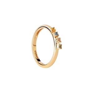 PDPAOLA Pôvabný pozlátený prsteň so zirkónmi RAINBOW Gold AN01-C10 56 mm