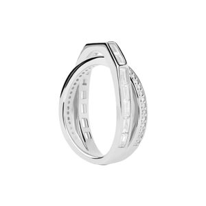 PDPAOLA Trblietavý strieborný prsteň so zirkónmi Olivia Essentials AN02-A10 58 mm