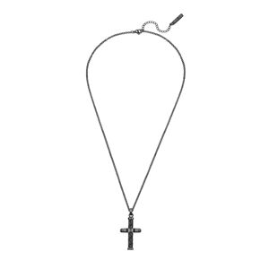 Police Nadčasový čierny náhrdelník s krížikom Crossed PEAGN0032403