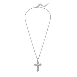 Police Pánsky oceľový náhrdelník Kríž s kryštálmi Stoneset PEAGN0036501