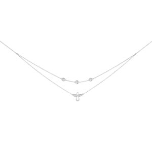 Preciosa Dvojitý strieborný náhrdelník s kubickou zirkóniou Guardian Angel 5365 00