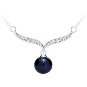 Preciosa Elegantný strieborný náhrdelník s pravou čiernou perlou Paolina 5306 20