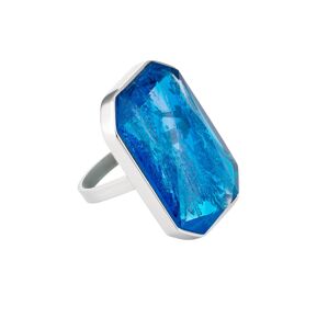 Preciosa Luxusný oceľový prsteň s ručne mačkaným kameňom českého krištáľu Preciosa Ocean Aqua 7446 67 56 mm