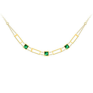 Preciosa Luxusné pozlátený náhrdelník Straight so zeleným krištáľom Preciosa 7390Y66
