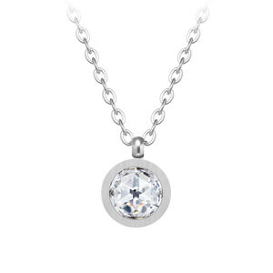 Preciosa Minimalistický oceľový náhrdelník Essential s kubickou zirkónia 7433 00