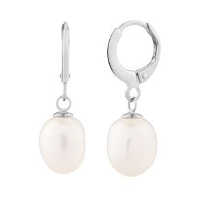 Preciosa Nežné strieborné náušnice kruhy s riečnymi perlami Pearl Heart 5357 01