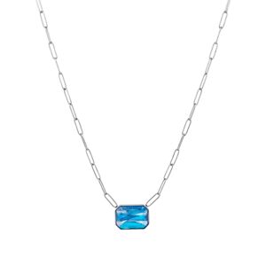 Preciosa Oceľový náhrdelník s ručne mačkaným kameňom českého krištáľu Preciosa Ocean Aqua 7444 67