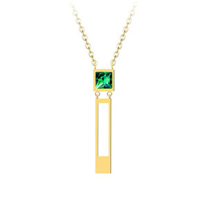 Preciosa Pozlátený oceľový náhrdelník Straight so zeleným krištáľom Preciosa 7391Y66