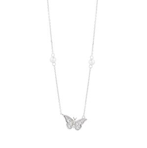 Preciosa Pôvabný strieborný náhrdelník s kubickou zirkóniou a riečnymi perlami Metamorph 5360 00