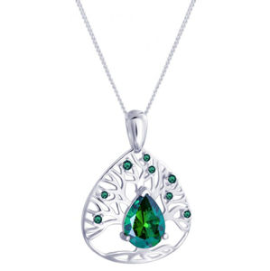 Preciosa Strieborný náhrdelník so zirkónmi Green Tree of Life 5220 66 (retiazka, prívesok)
