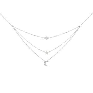 Preciosa Trojitý strieborný náhrdelník s kubickou zirkóniou Moon Star 5362 00