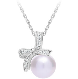 Preciosa Trblietavý strieborný náhrdelník Naurica s riečnou perlou a kubickou zirkónia Preciosa 5310 00
