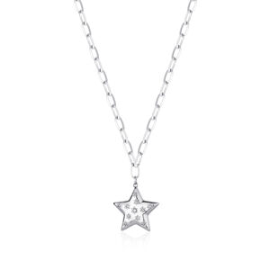 S`Agapõ Oceľový náhrdelník Hviezda s kryštálmi Stellar SSE02