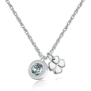 S`Agapõ Oceľový náhrdelník s kryštálom a štvorlístkom Lucky Light SKT02