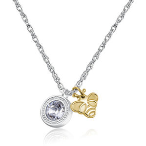 S`Agapõ Oceľový náhrdelník s kryštálom a včelkou Lucky Light SKT05