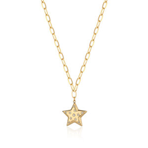 S`Agapõ Pozlátený náhrdelník Hviezda s kryštálmi Stellar SSE06