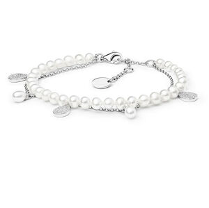 Silvego Elegantný strieborný náramok s perlami a zirkónmi GRP20213BW16