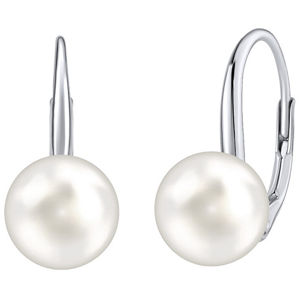 Silvego Strieborné náušnice s bielou perlou Swarovski ® Crystals VSW018ELPS