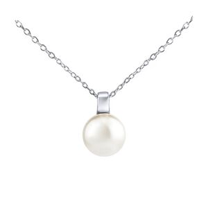 Silvego Strieborný náhrdelník s bielou perlou Swarovski ® Crystals 12 mm LPS061912PSWW (retiazka, prívesok)