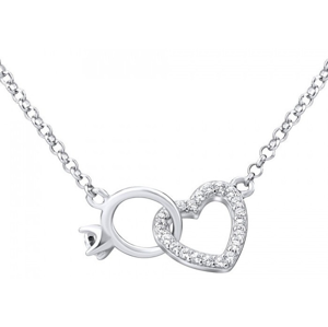 Silvego Strieborný náhrdelník srdce prepojené s prstienkom MWN01149