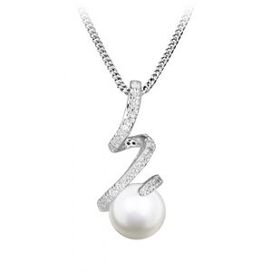 Silver Cat Očarujúce náhrdelník so zirkónmi a perlou SC494 (retiazka, prívesok)