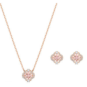 Swarovski Sada ružovo pozlátených šperkov s kryštálmi Sparkling Dance 5516488 (náhrdelník, náušnice)