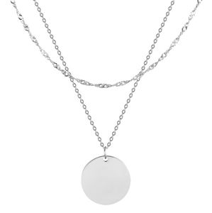 Troli Dvojitý oceľový náhrdelník s kruhovým príveskom