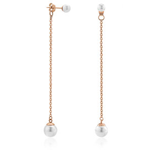 Troli Elegantné bronzové dlhé náušnice s perlami