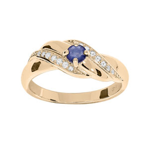 Troli Elegantný pozlátený prsteň s modrými zirkónmi PO/SR08997B 56 mm