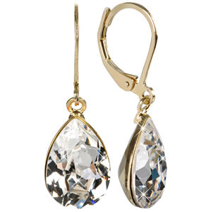 Levien Elegantné pozlátené náušnice s kryštálmi Pear Crystal