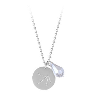 Troli Oceľový náhrdelník Strelec sa zirkónom (retiazka, 2x prívesok)