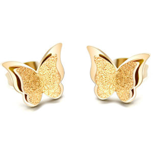 Troli Pozlátené motýlie náušnice Metal Butterfly KES-048-GOLD