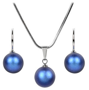 Levien Súprava náhrdelníka a náušníc Pearl Iridescent Dark Blue