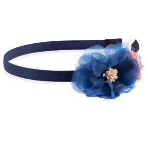 Troli Slušivá modrá čelenka do vlasov s kvetinami
