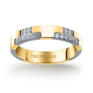 Trussardi Blyštivý bicolor prsteň z ocele T-Logo TJAXC39 52 mm