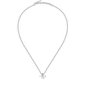 Trussardi Štýlový oceľový náhrdelník s kryštálmi T-Logo TJAXC14 (retiazka, prívesok)