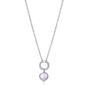 Viceroy Trblietavý strieborný náhrdelník s perlou Elegant 13180C000-90