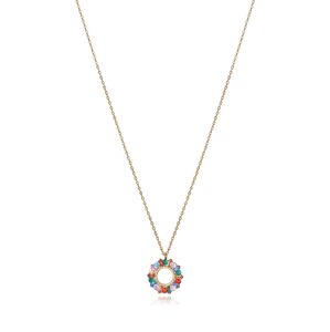 Viceroy Pozlátený náhrdelník s farebnými zirkónmi Elegant 13174C100-39