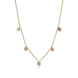 Viceroy Pozlátený náhrdelník sa trblietavými kvetinami 61072C100-39