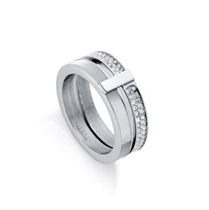 Viceroy Trblietavý oceľový prsteň s kubickými zirkónmi Chic 1393A01 52 mm