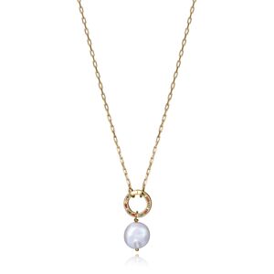 Viceroy Trblietavý pozlátený náhrdelník s perlou Elegant 13180C100-99
